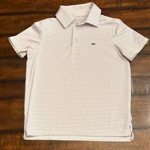 Vineyard Vines Purple and White Performance Striped Polo Shirt